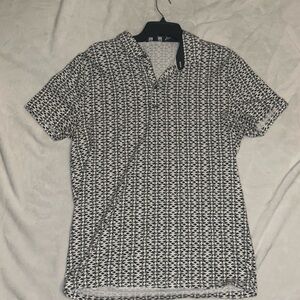 Express polo shirt white/black pattern large